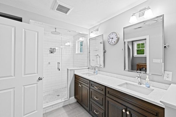 Bathroom, Dual Sink Vanities, Glass Shower, Interior