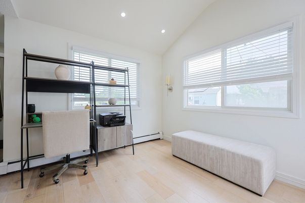 Home Office, Interior, Recessed Lighting, Wood Texture Flooring