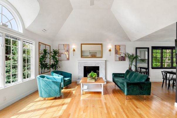 Dining room, Fireplace, Interior, Living room, Wood Texture Flooring