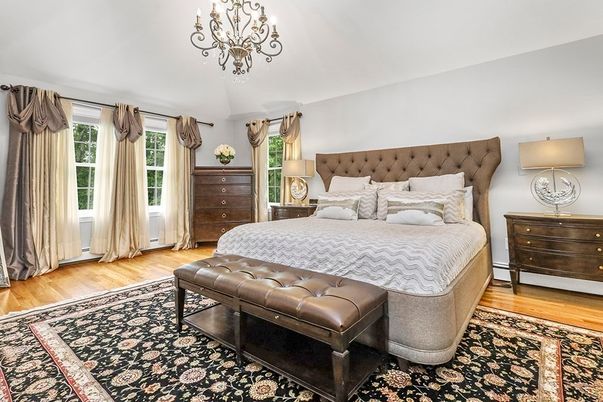 Bedroom, Chandelier, Interior, Wood Texture Flooring