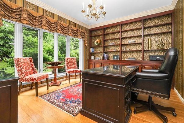 Chandelier, Home Office, Interior, Wood Texture Flooring