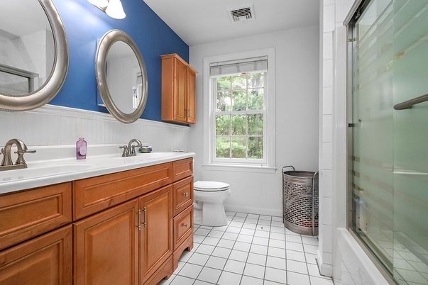 Bathroom, Dual Sink Vanities, Glass Shower, Interior