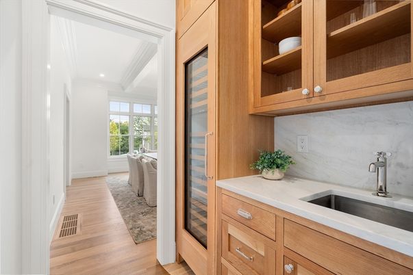 Interior, Marble Walls, Recessed Lighting, Wood Texture Flooring