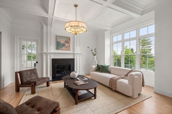 Chandelier, Fireplace, Interior, Living room, Pendant Lights, Wood Texture Flooring