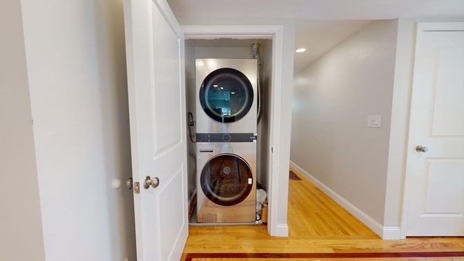 Interior, Recessed Lighting, Utility Closets, Washer, Wood Texture Flooring