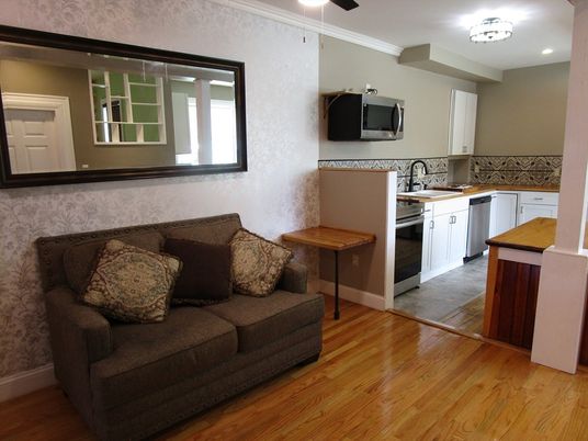 Interior, Kitchen, Living room, Recessed Lighting, Wood Texture Flooring