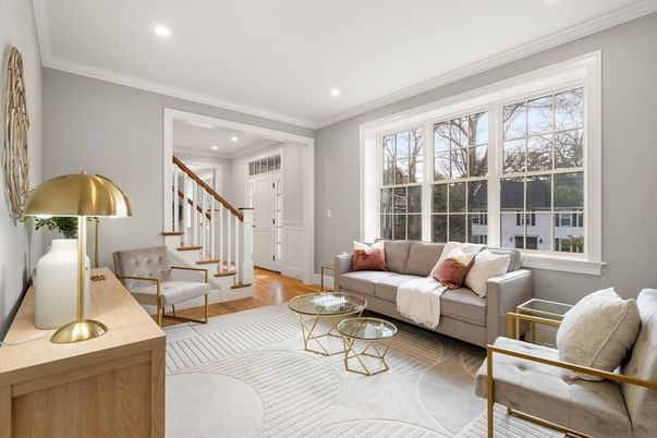 Interior, Living room, Recessed Lighting, Wood Texture Flooring