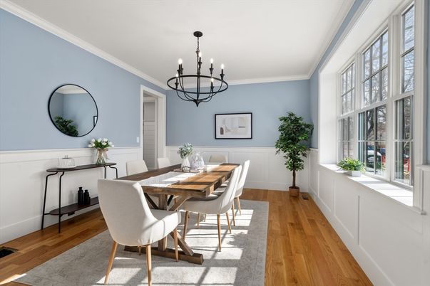 Chandelier, Dining room, Interior, Wood Texture Flooring