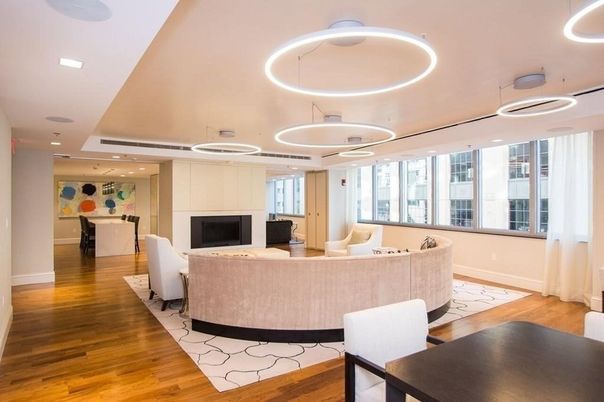 Fireplace, Interior, Living room, Pendant Lights, Recessed Lighting, Wood Texture Flooring