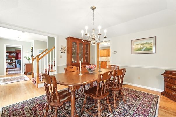 Chandelier, Dining room, Interior, Wood Texture Flooring