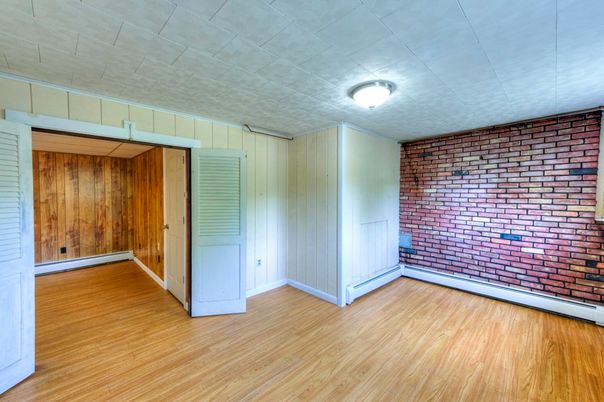 Empty room, Interior, Stone Walls, Wood Texture Flooring