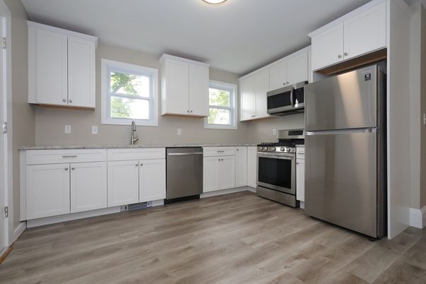 Interior, Kitchen, Stainless Steel Appliances, Wood Texture Flooring