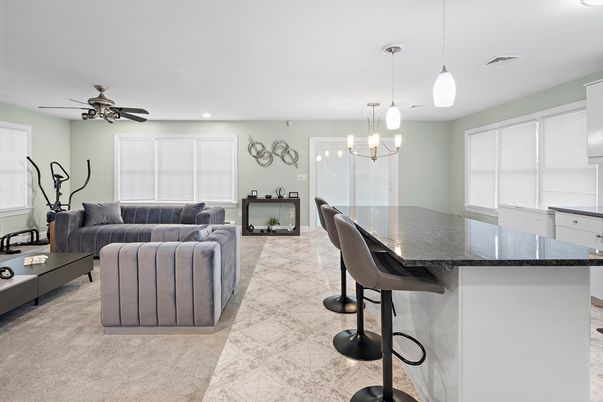 Dining room, Interior, Living room, Pendant Lights, Recessed Lighting