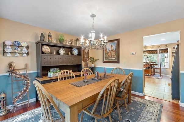Chandelier, Dining room, Interior, Wood Texture Flooring