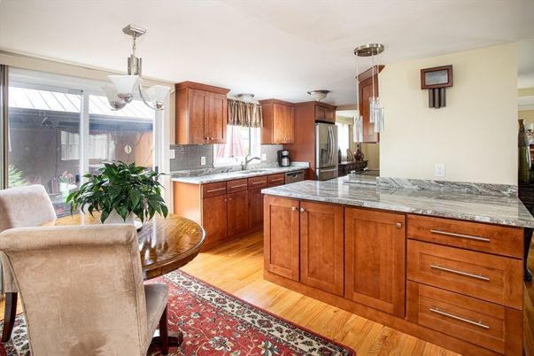 Interior, Kitchen, Pendant Lights, Wood Texture Flooring