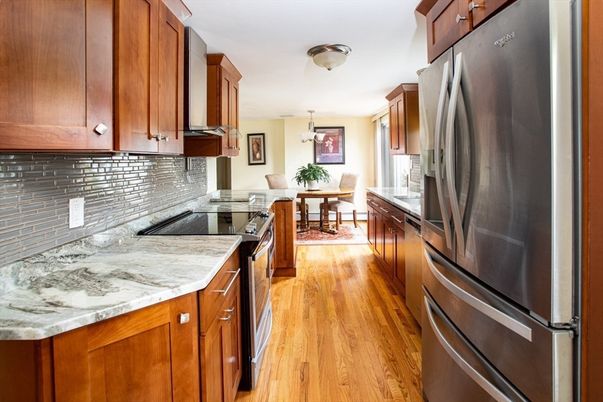 Dining room, Interior, Kitchen, Pendant Lights, Wood Texture Flooring