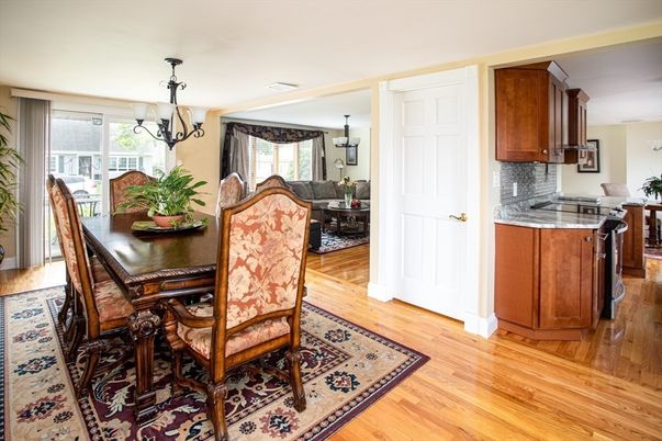Chandelier, Dining room, Interior, Pendant Lights, Wood Texture Flooring