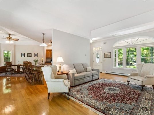 Dining room, Interior, Living room, Pendant Lights, Wood Texture Flooring