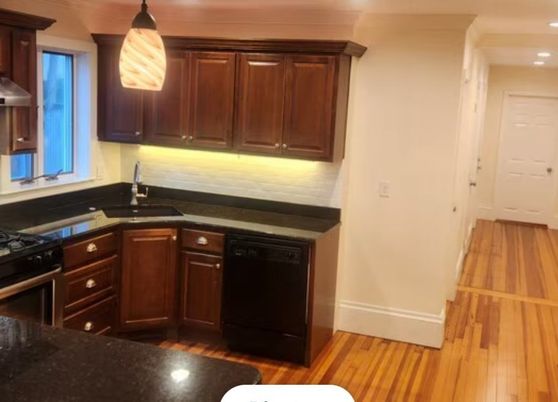 Interior, Kitchen, Pendant Lights, Recessed Lighting, Wood Texture Flooring