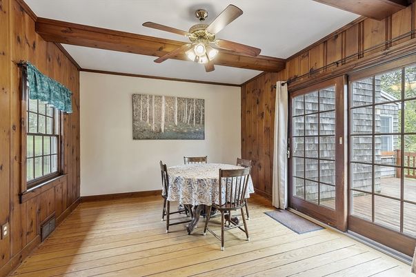 Dining room, Interior, Wooden Beams, Wood Texture Flooring, Wooden Walls