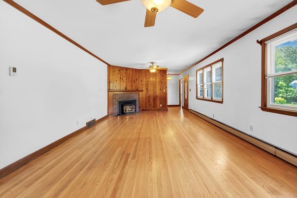 Empty room, Fireplace, Interior, Wood Texture Flooring, Wooden Walls