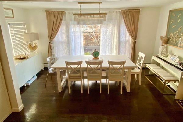 Chandelier, Dining room, Interior, Wood Texture Flooring