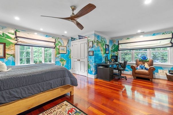 Bedroom, Home Office, Interior, Recessed Lighting, Wood Texture Flooring