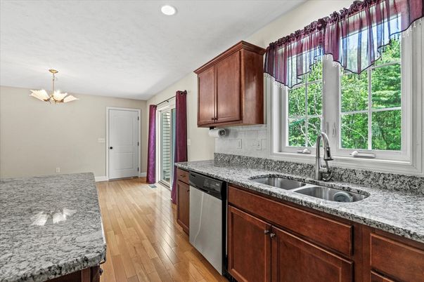 Chandelier, Interior, Kitchen, Recessed Lighting, Wood Texture Flooring