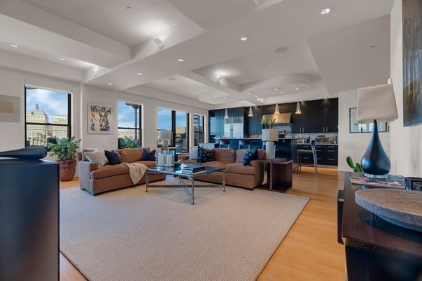 Interior, Kitchen, Living room, Pendant Lights, Recessed Lighting, Wood Texture Flooring