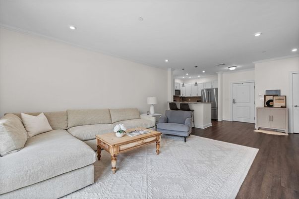 Interior, Kitchen, Living room, Pendant Lights, Recessed Lighting, Stainless Steel Appliances, Wood Texture Flooring