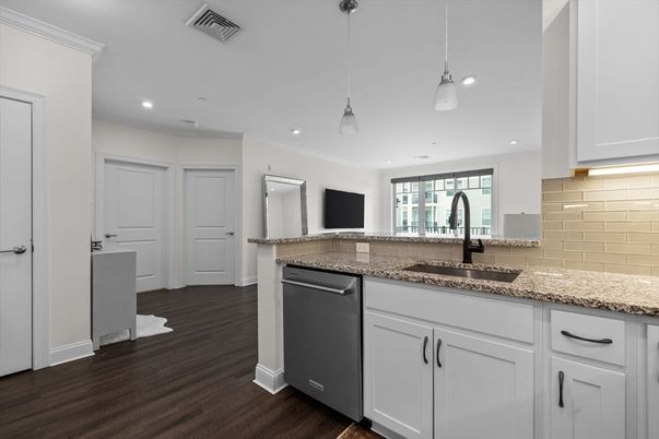 Interior, Kitchen, Pendant Lights, Recessed Lighting, Wood Texture Flooring
