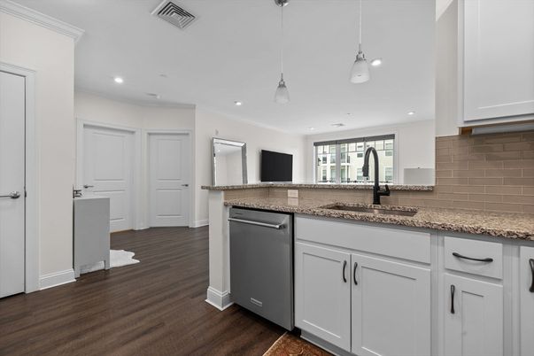 Interior, Kitchen, Pendant Lights, Recessed Lighting, Wood Texture Flooring