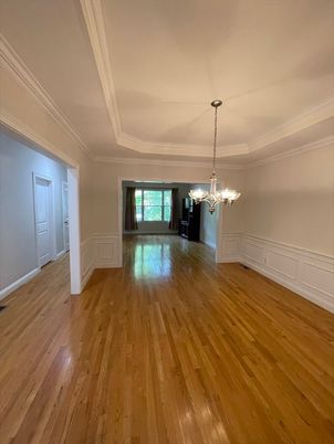 Chandelier, Empty room, Interior, Wood Texture Flooring