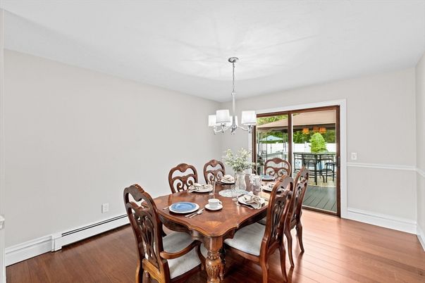 Chandelier, Dining room, Interior, Wood Texture Flooring