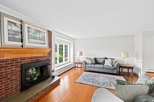 Fireplace, Interior, Living room, Stone Walls, Wood Texture Flooring