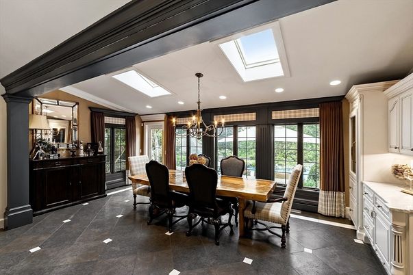Chandelier, Dining room, Interior, Recessed Lighting