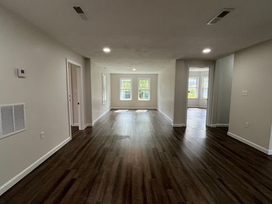 Empty room, Interior, Recessed Lighting, Wood Texture Flooring
