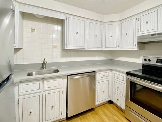 Interior, Kitchen, Stainless Steel Appliances, Wood Texture Flooring