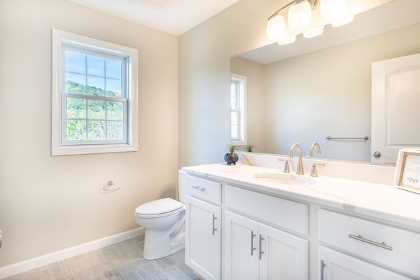Bathroom, Interior, Tile Countertops, Wood Texture Flooring