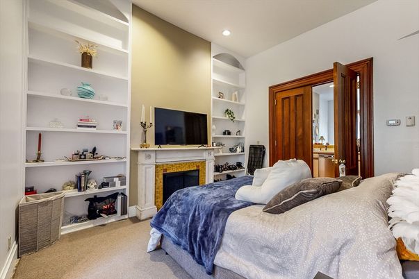 Bedroom, Fireplace, Interior, Recessed Lighting