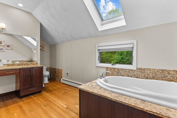 Bathroom, Interior, Recessed Lighting, Wood Texture Flooring