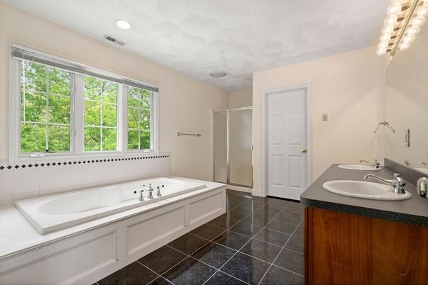 Bathroom, Dual Sink Vanities, Glass Shower, Interior, Recessed Lighting