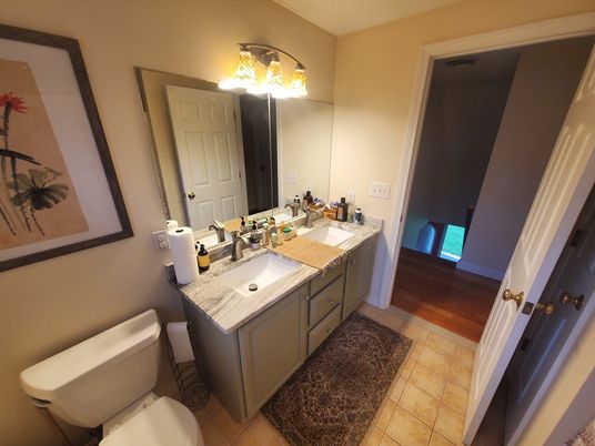 Bathroom, Dual Sink Vanities, Interior, Wood Texture Flooring