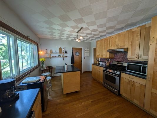 Interior, Kitchen, Stainless Steel Appliances, Wood Texture Flooring