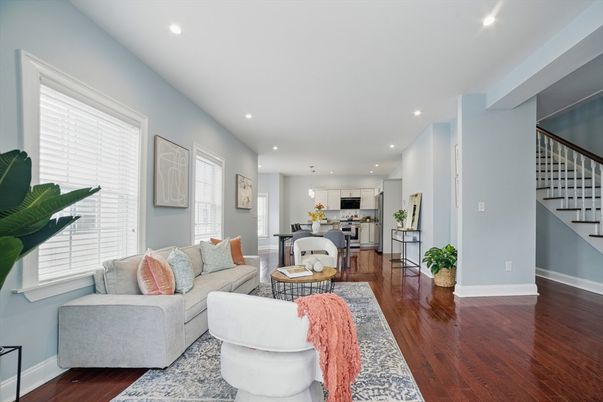 Dining room, Interior, Kitchen, Living room, Pendant Lights, Recessed Lighting, Wood Texture Flooring