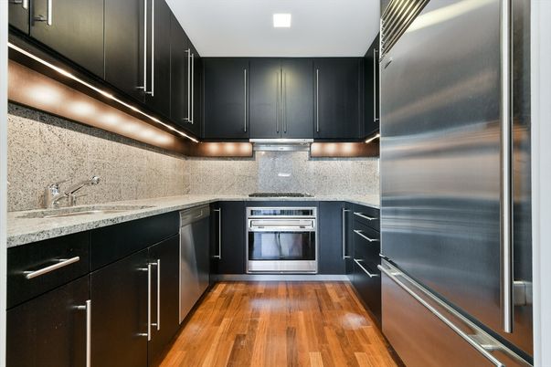 Interior, Kitchen, Stainless Steel Appliances, Wood Texture Flooring