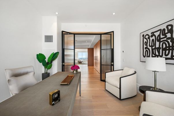 Home Office, Interior, Recessed Lighting, Wood Texture Flooring