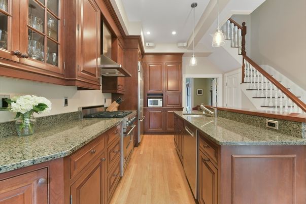 Interior, Kitchen, Pendant Lights, Recessed Lighting, Wood Texture Flooring