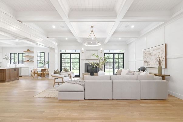 Fireplace, Interior, Living room, Pendant Lights, Recessed Lighting, Wood Texture Flooring