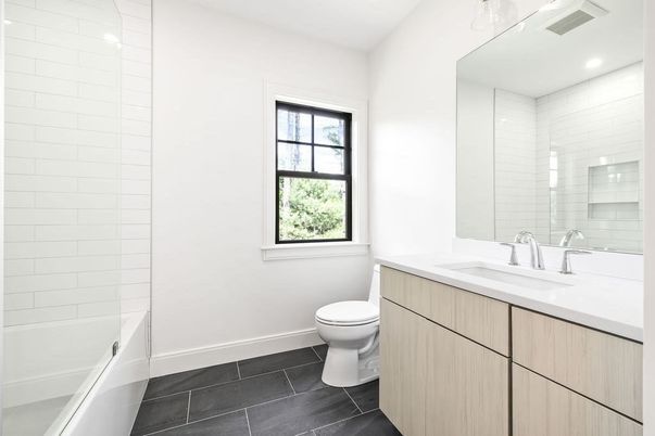 Bathroom, Glass Shower, Interior, Recessed Lighting